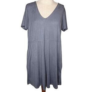 The Suede Shift Dress with Pockets in Gray Stone Size Medium